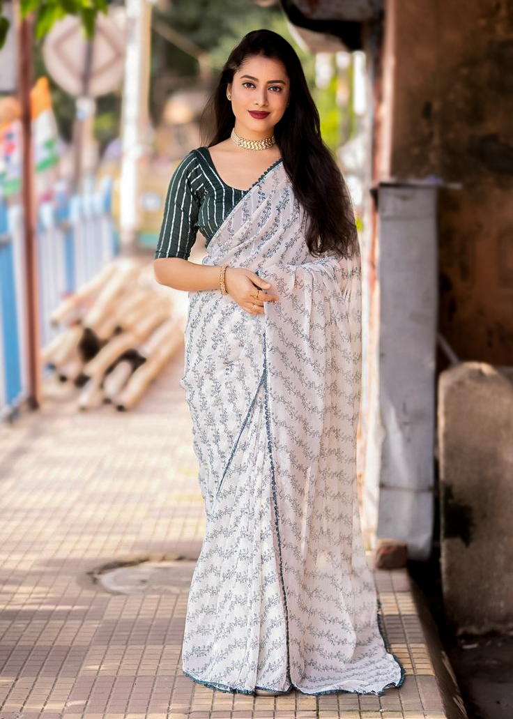 Women Fahions Sharee white | SH-213